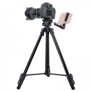 Kingjoy VT-930 draagbare aluminium DSLR camerastatief met statiefkop, telefoonclip, draagtas